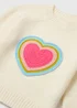 Girls Cream Rainbow Heart Print Knit Jumper (1-7yrs) - Age 2 - 3 Years Image 2