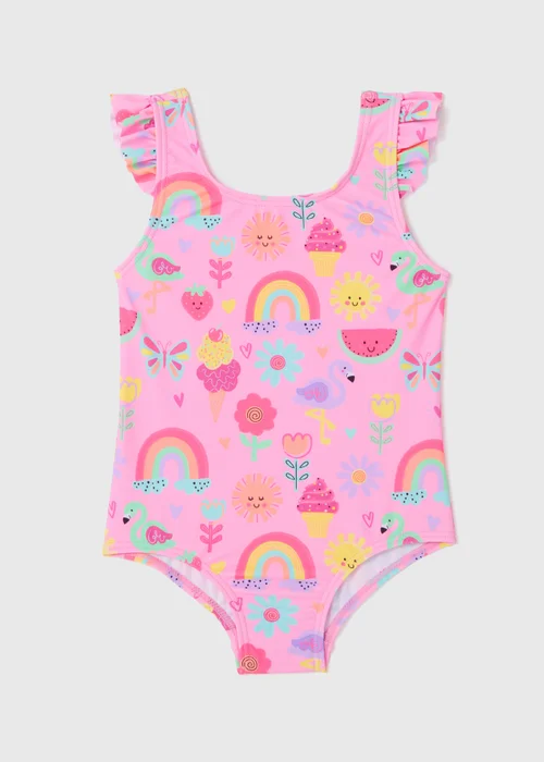 Girls Pink Swimsuit (1-7yrs) - 1 to 1 half years Image 1