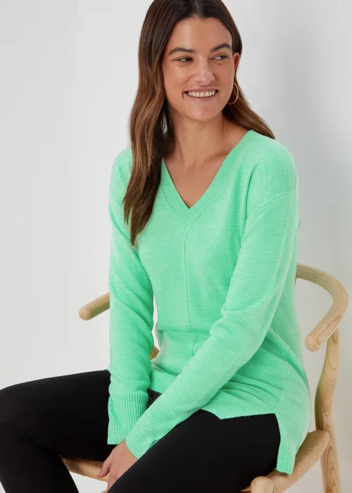 Green V Neck Soft Touch Jumper - 8 Image 8