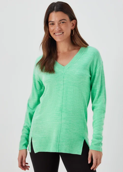 Green V Neck Soft Touch Jumper - 8 Image 2