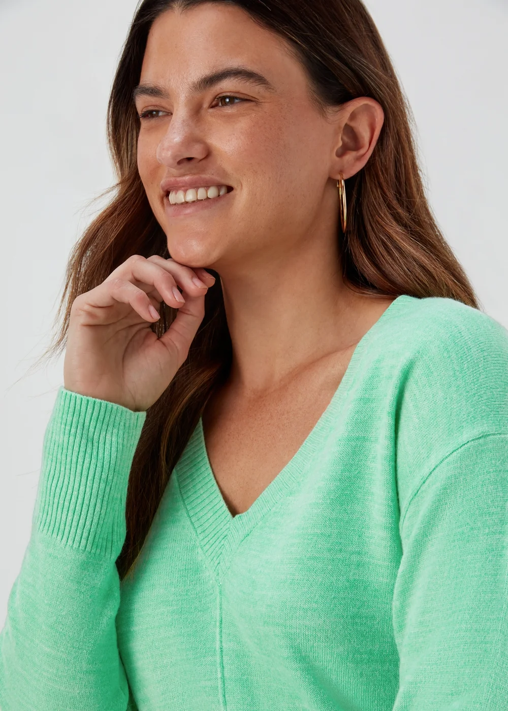 Green V Neck Soft Touch Jumper - 8 Image 6