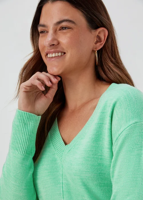 Green V Neck Soft Touch Jumper - 8 Image 6