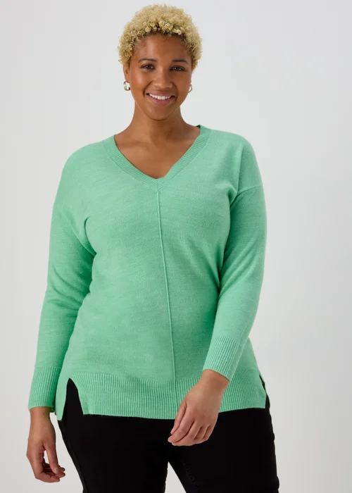 Green V Neck Soft Touch Jumper - 8 Image 1