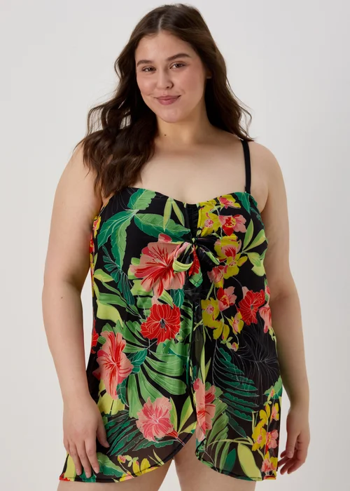 Multicoloured Palm Mesh Swimdress - 10 Image 1