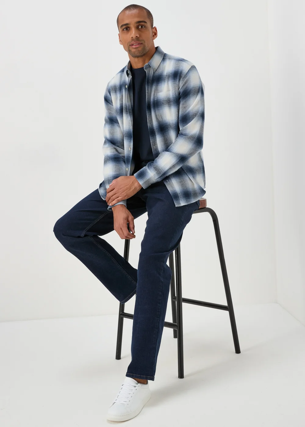 Blue Check Long Sleeve Shirt - S Image 4