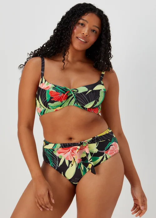 Multicoloured Print Tie Waist Bikini Bottoms - 8 Image 1