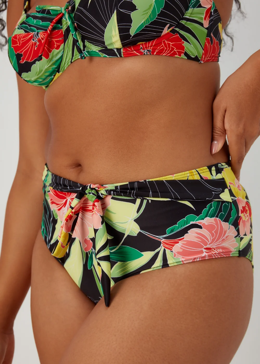 Multicoloured Print Tie Waist Bikini Bottoms - 8 Image 3
