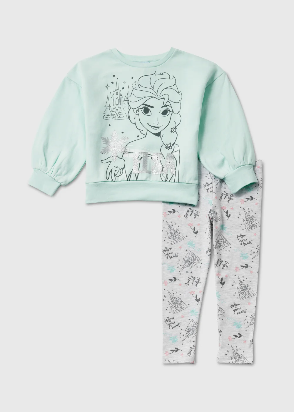 Kids Mint Elsa Print Sweatshirt & Leggings (4-9yrs) - 3 Yrs Image 1