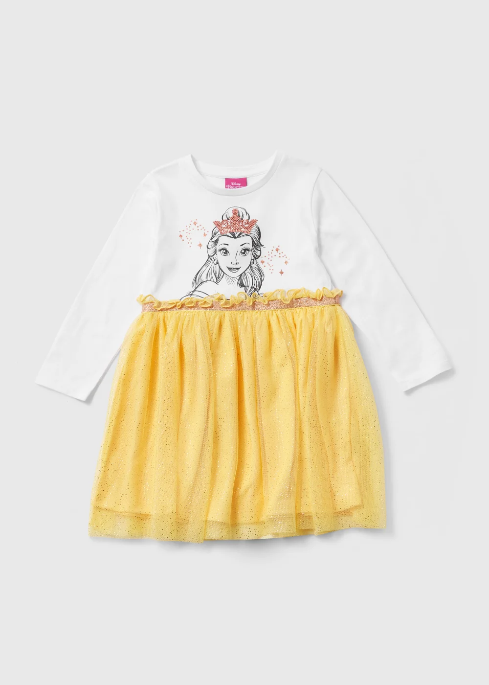 Kids Yellow Disney Princess Belle Mesh Dress (3-9yrs) - 3 Yrs Image 1
