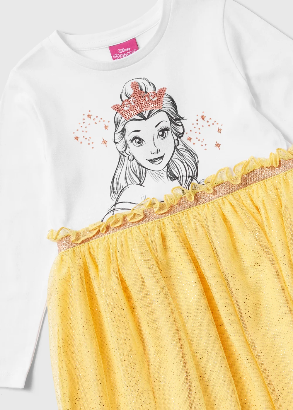 Kids Yellow Disney Princess Belle Mesh Dress (3-9yrs) - 3 Yrs Image 2