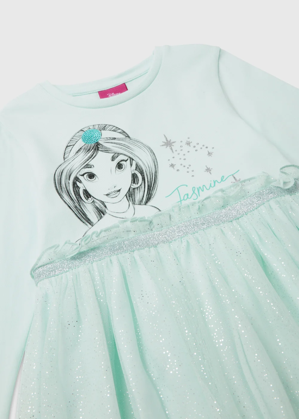 Kids Blue Disney Princess Jasmine Print Mesh Dress (3-9yrs) - 4 Yrs Image 2