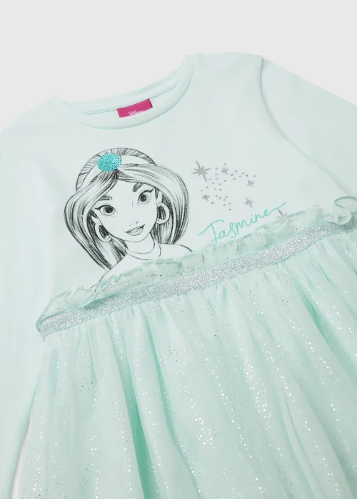 Kids Blue Disney Princess Jasmine Print Mesh Dress (3-9yrs) - 4 Yrs Image 2