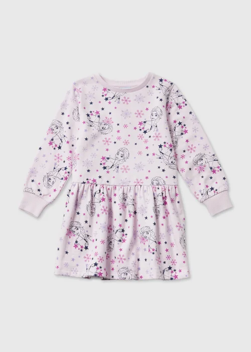 Kids Lilac Elsa Print Sweatshirt Dress (4-9yrs) - 3 Yrs Image 1
