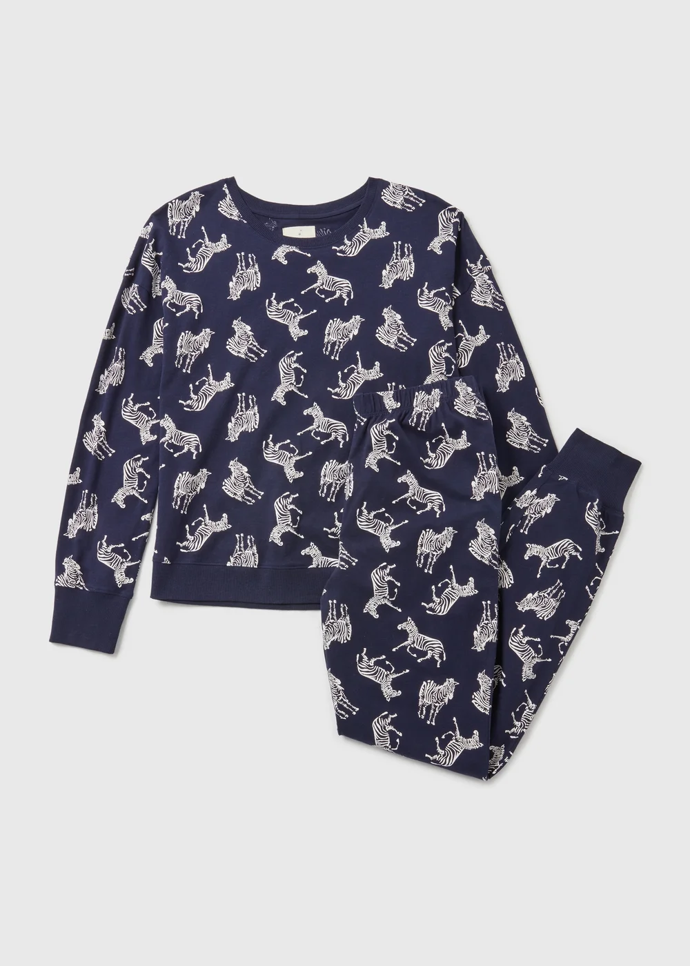 Navy Animal Long Sleeve Pyjama Set - Small Image 4