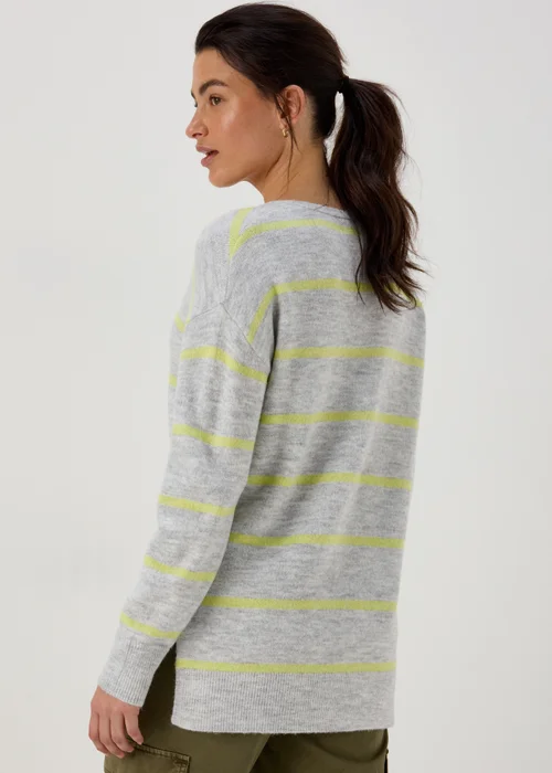 Grey Spandex Stripe V Neck Jumper - XS Image 2