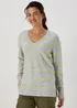 Grey Spandex Stripe V Neck Jumper - XS Image 1