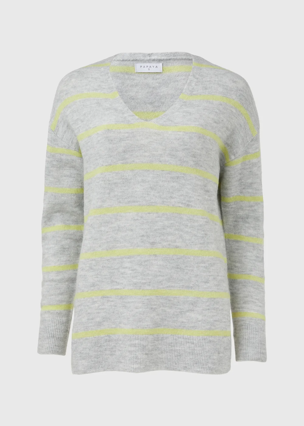 Grey Spandex Stripe V Neck Jumper - XS Image 5