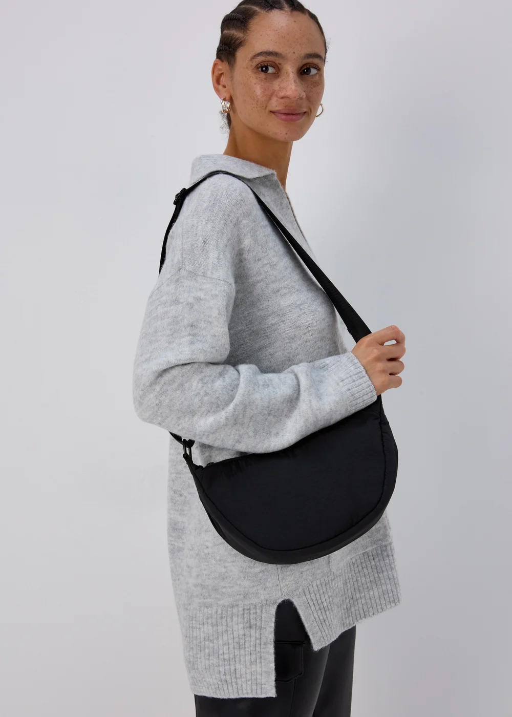Black Nylon Moon Bag Image 2