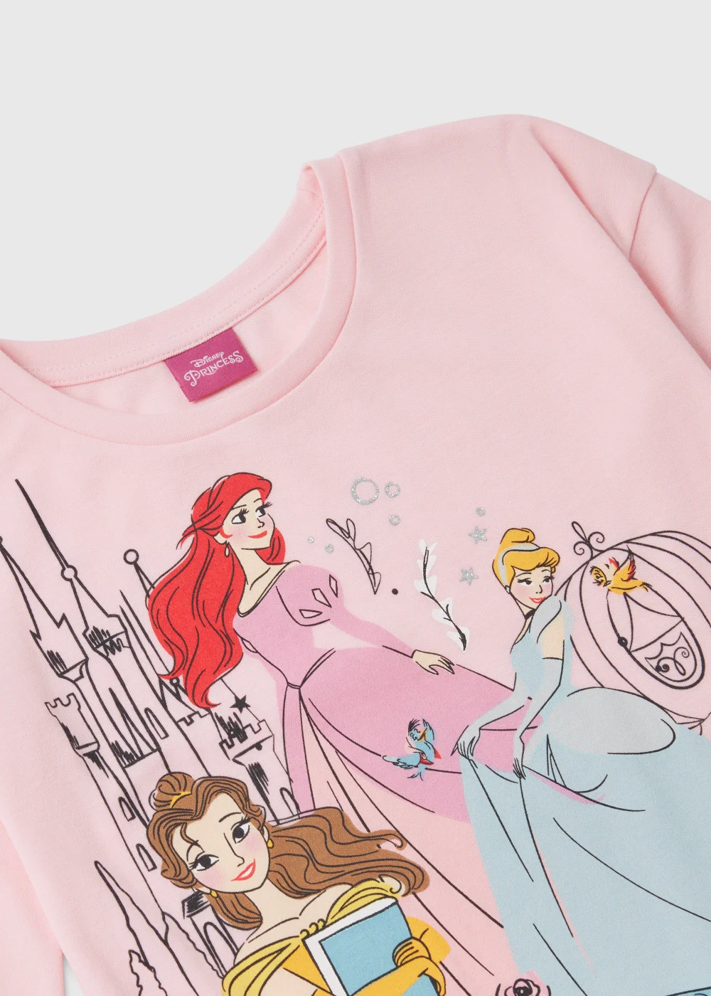 Kids Pink Disney Princess Print Frill Nightie (18mths-6yrs) - Age 18 - 23 Months Image 2