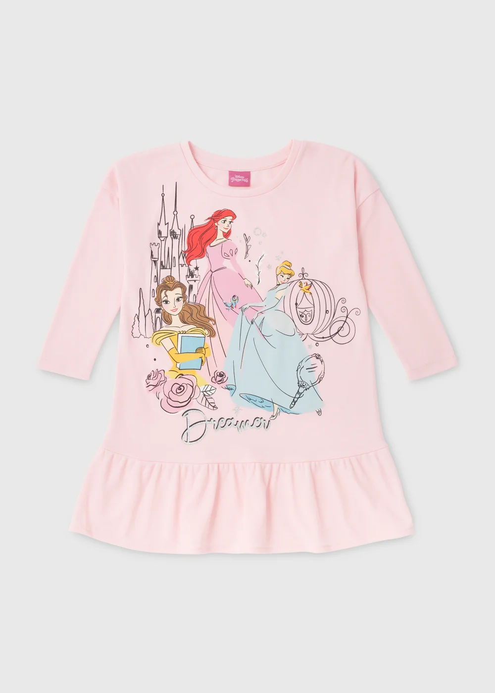 Kids Pink Disney Princess Print Frill Nightie (18mths-6yrs) - Age 18 - 23 Months Image 1
