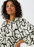 White Print Textured Balloon Sleeve Shirt - Size 8 Image 3