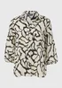 White Print Textured Balloon Sleeve Shirt - Size 8 Image 5