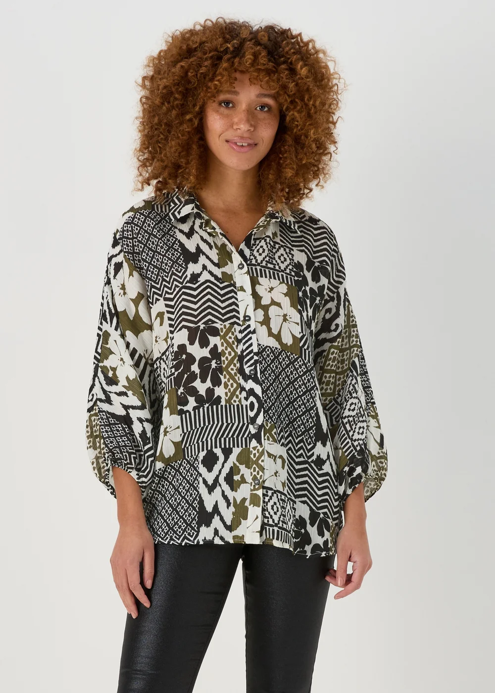 Multi Print Long Sleeve Bubble Top - 8 Image 1