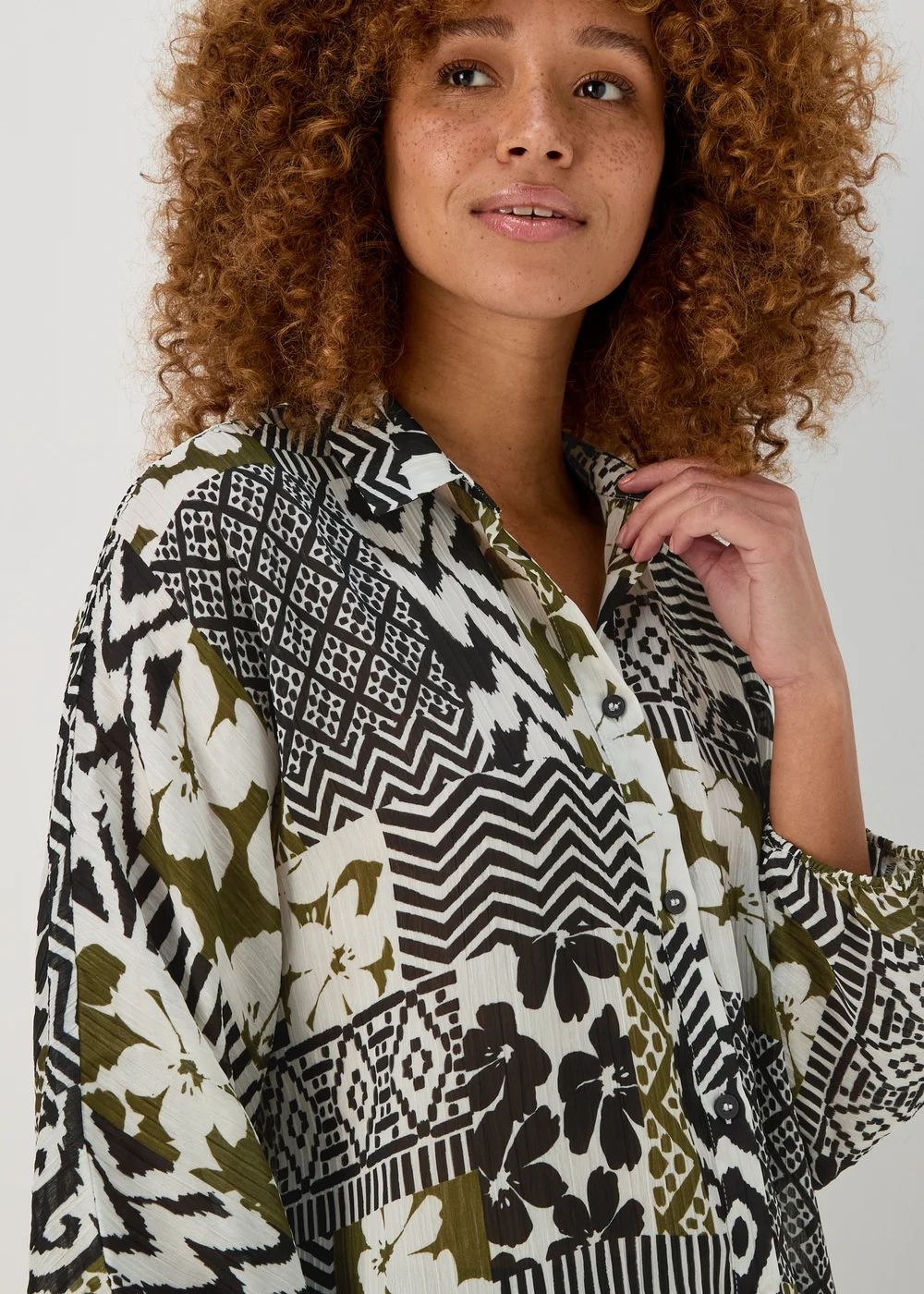 Multi Print Long Sleeve Bubble Top - 8 Image 3