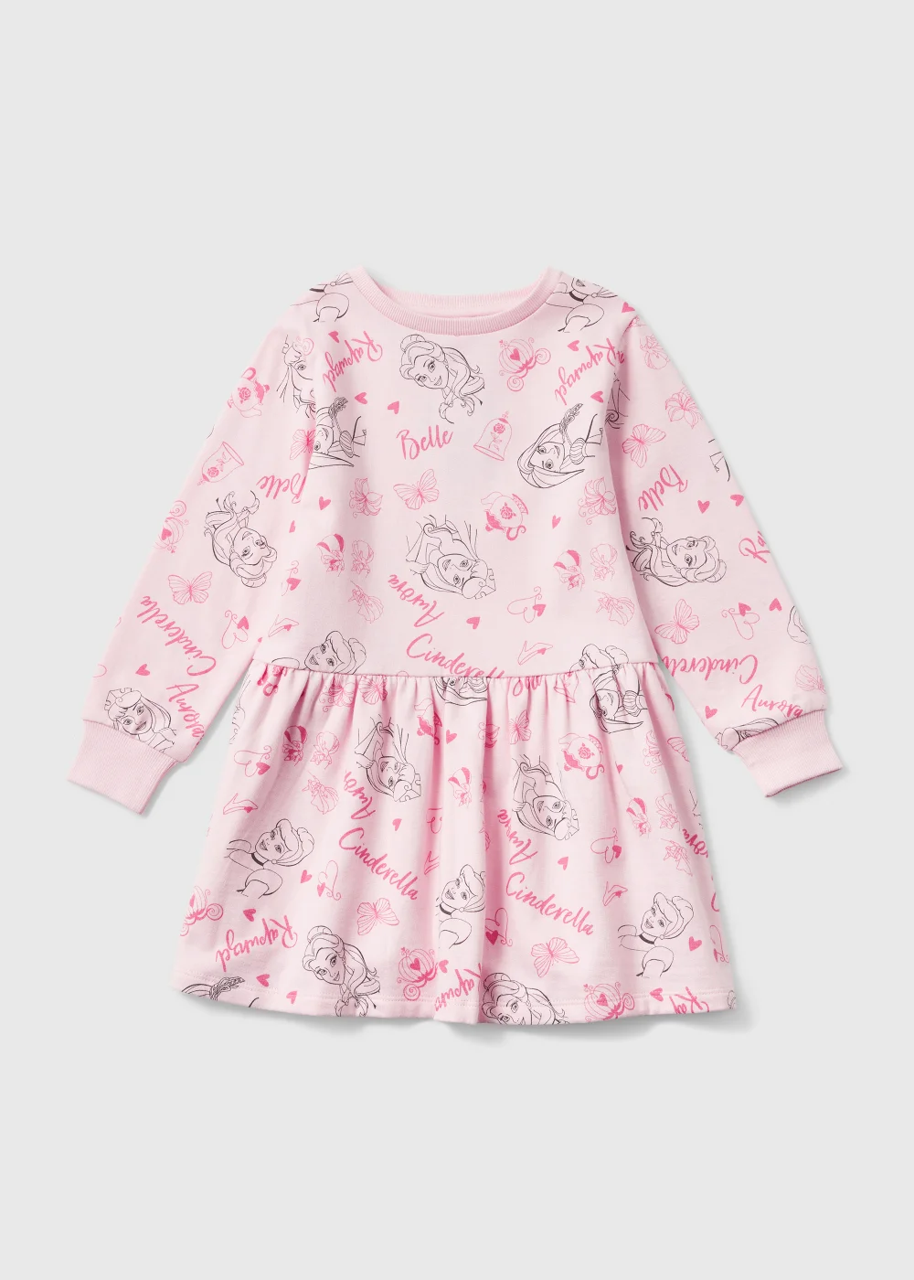 Kids Pink Disney Princess Sweatshirt Dress (4-9yrs) - 3 Yrs Image 1