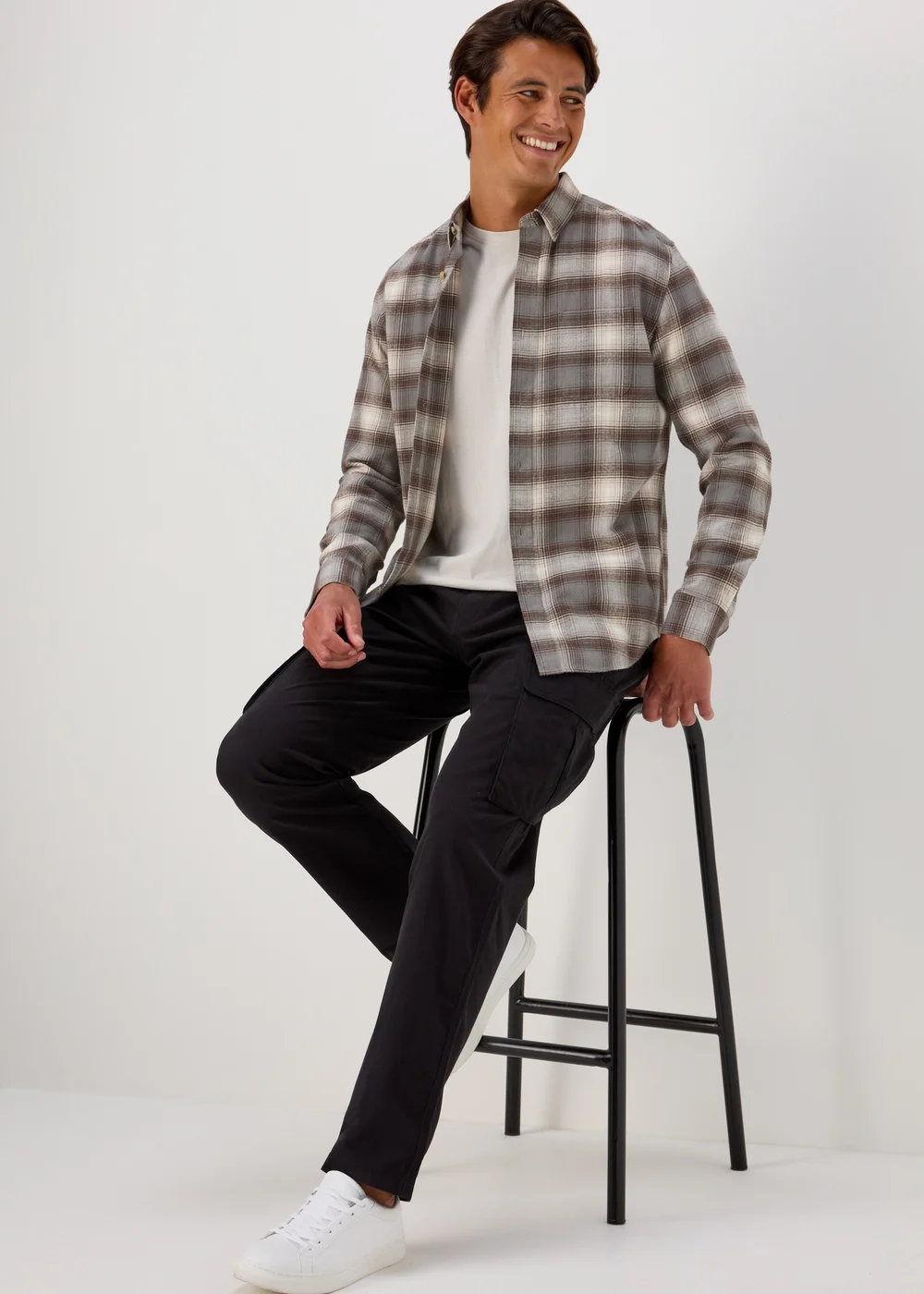 Brown Check Long Sleeve Shirt - S Image 4