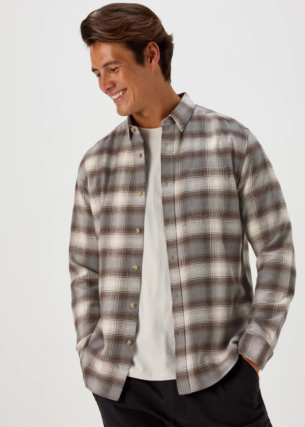 Brown Check Long Sleeve Shirt - S Image 1