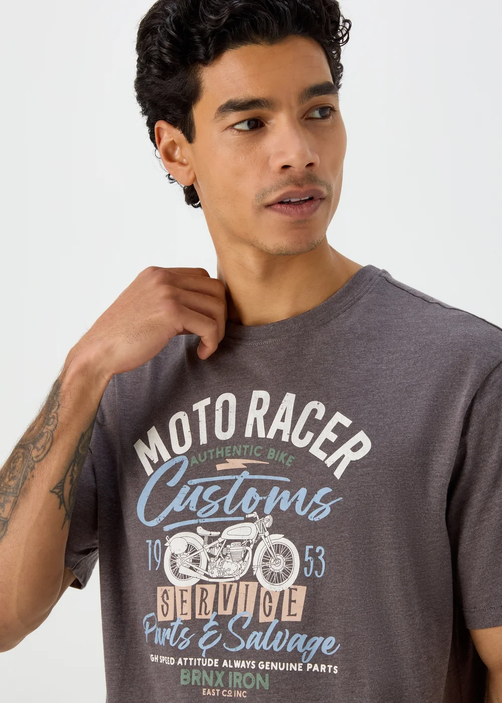 Grey Racer Print T-Shirt - Small Image 3