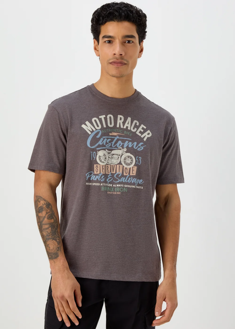 Grey Racer Print T-Shirt - Small Image 1