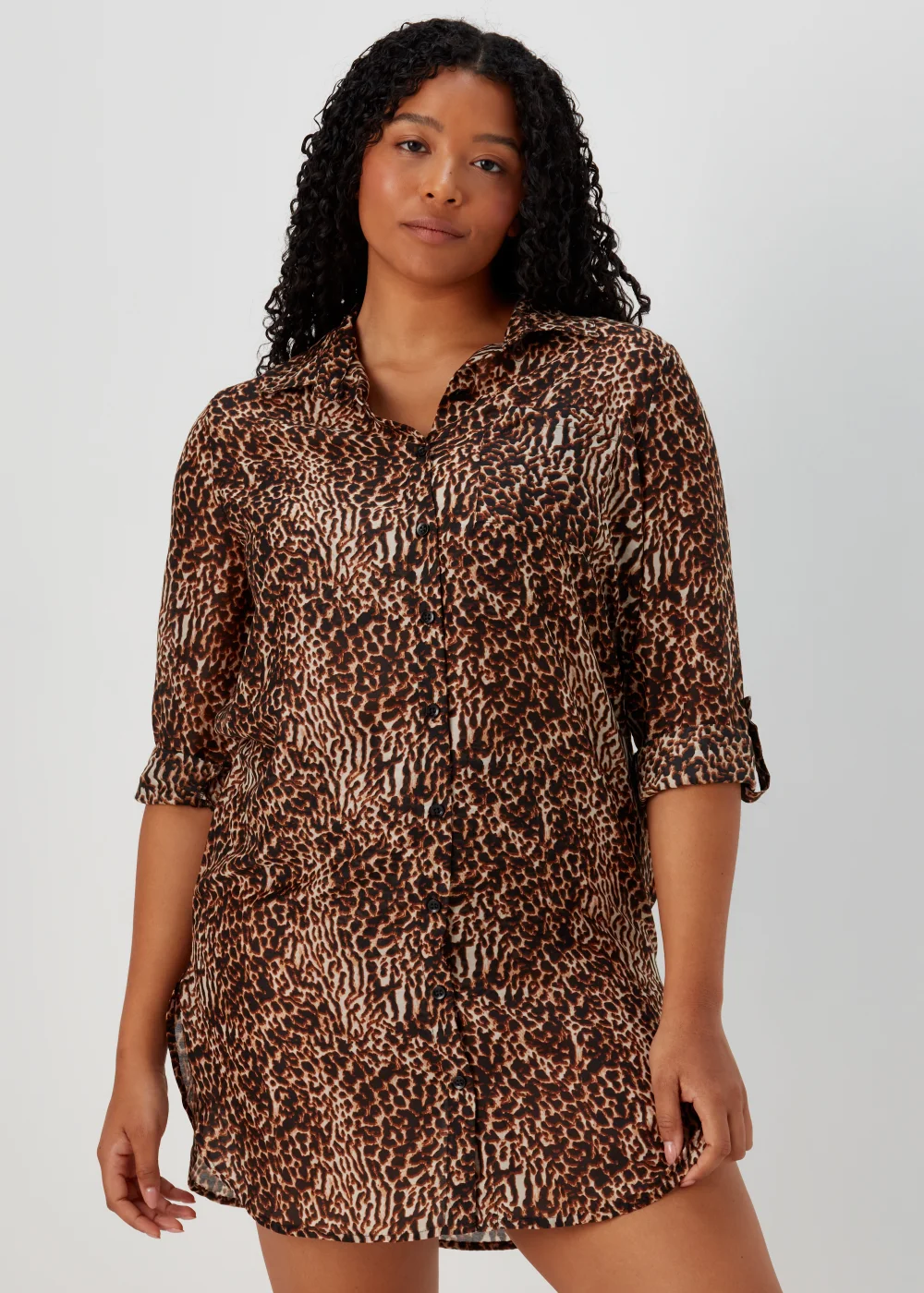 Black Animal Print Beach Shirt - Extra small Image 3