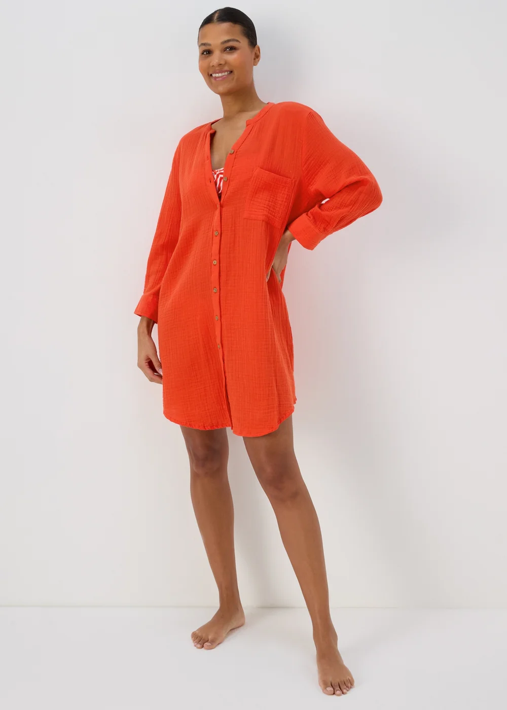 Orange Double Cloth Shirt - XS Image 3
