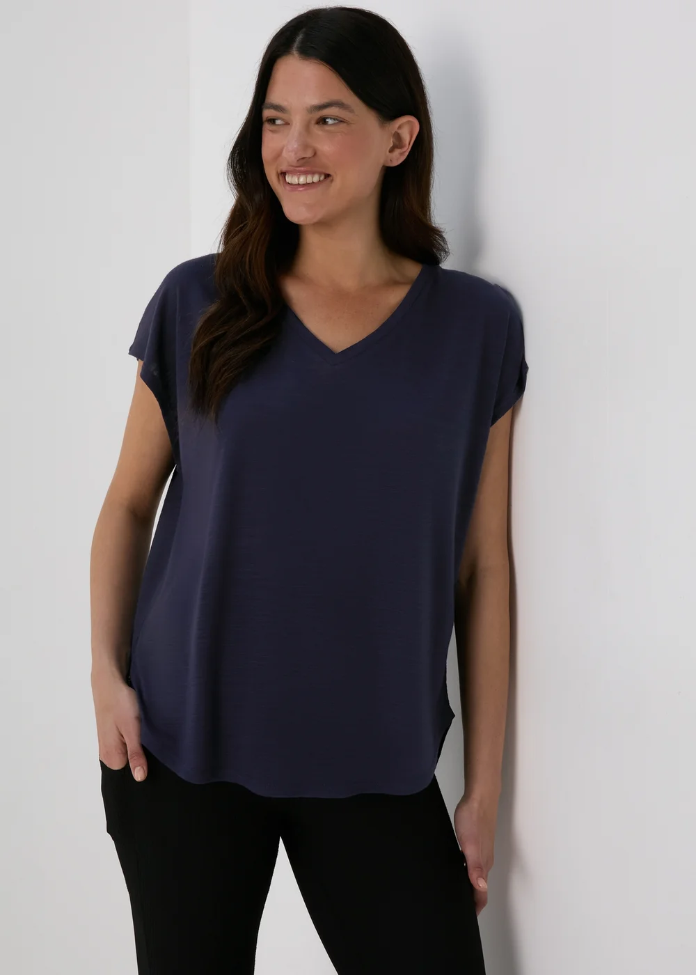 Souluxe Navy V-Neck Shirt - Small Image 1