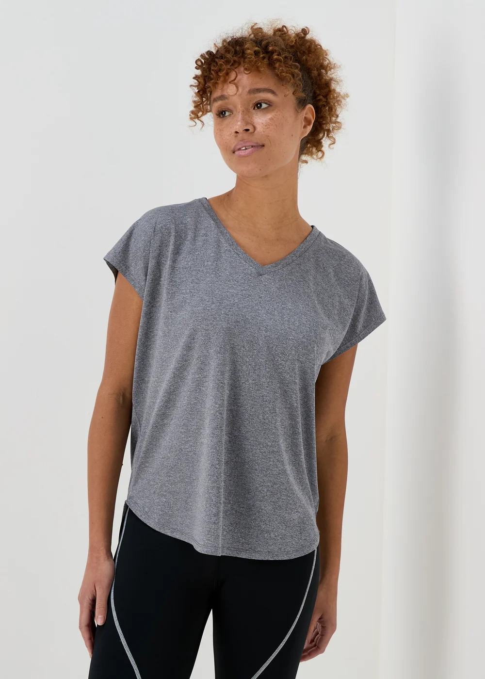 Souluxe Charcoal V Neck T-Shirt - Small Image 1