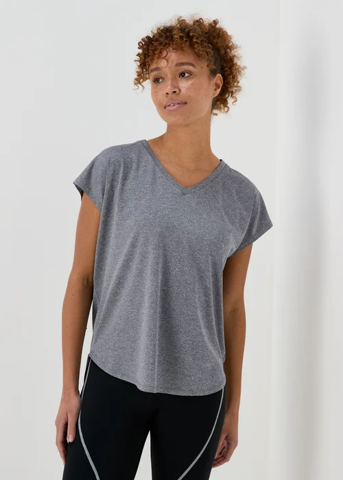 Souluxe Charcoal V Neck T-Shirt - Small Image 1