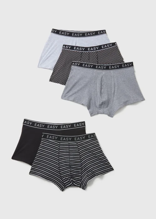 5 Pack Grey Hipster Trunks - S Image 1