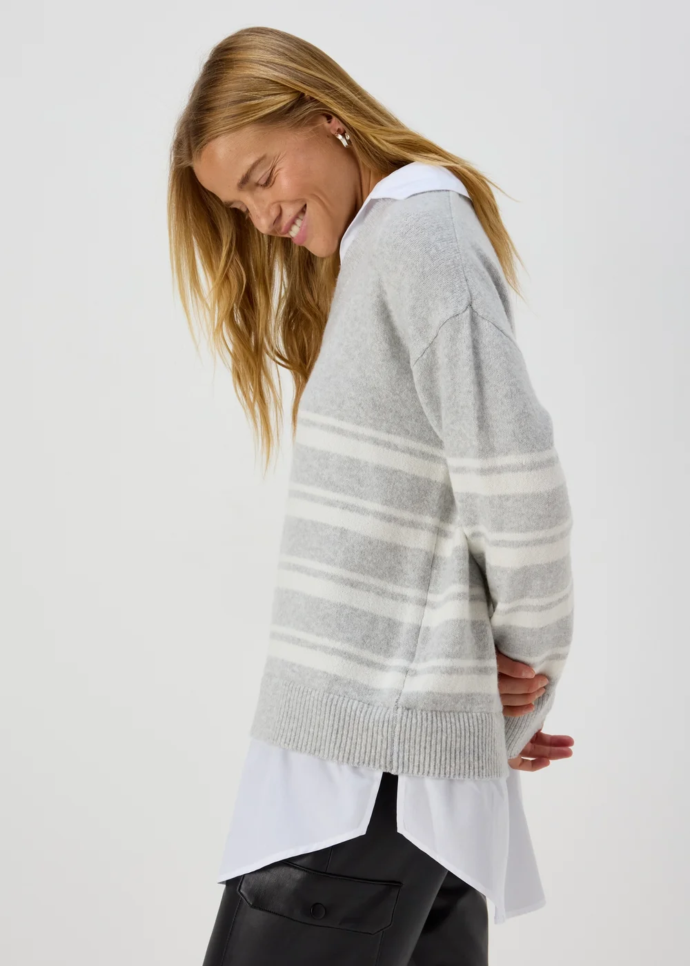 Grey Stripe 2 In 1 Shirt - XS Image 3