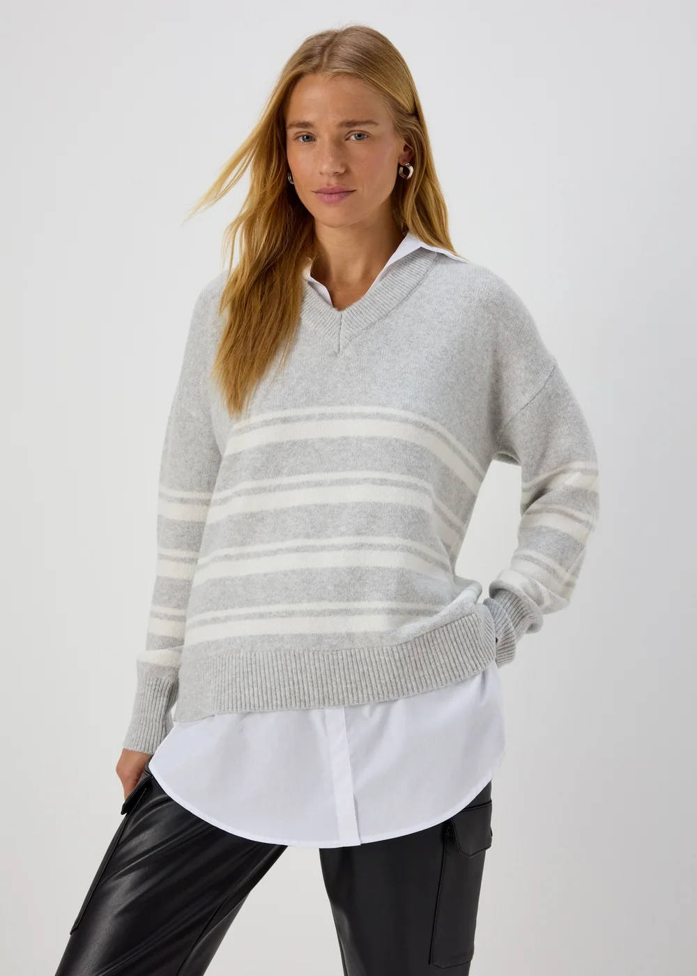 Grey Stripe 2 In 1 Shirt - XS Image 1