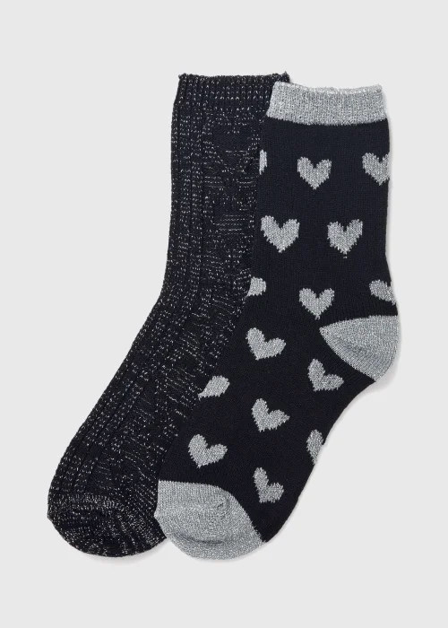 2 Pack Silver Glitter Thermal Socks - One Size Image 1