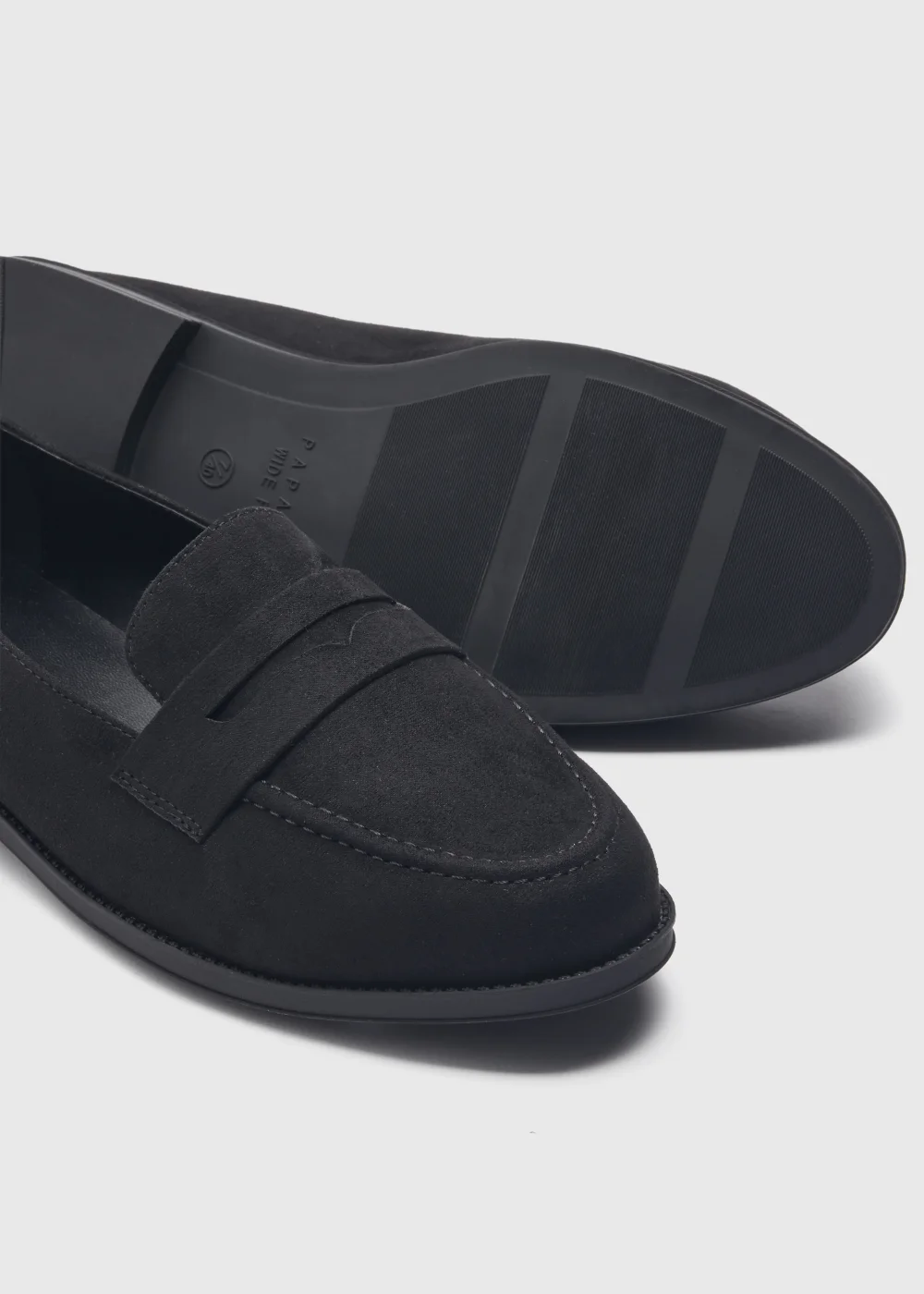 Black Basic Wide Fit Loafers - Size 3 Image 2