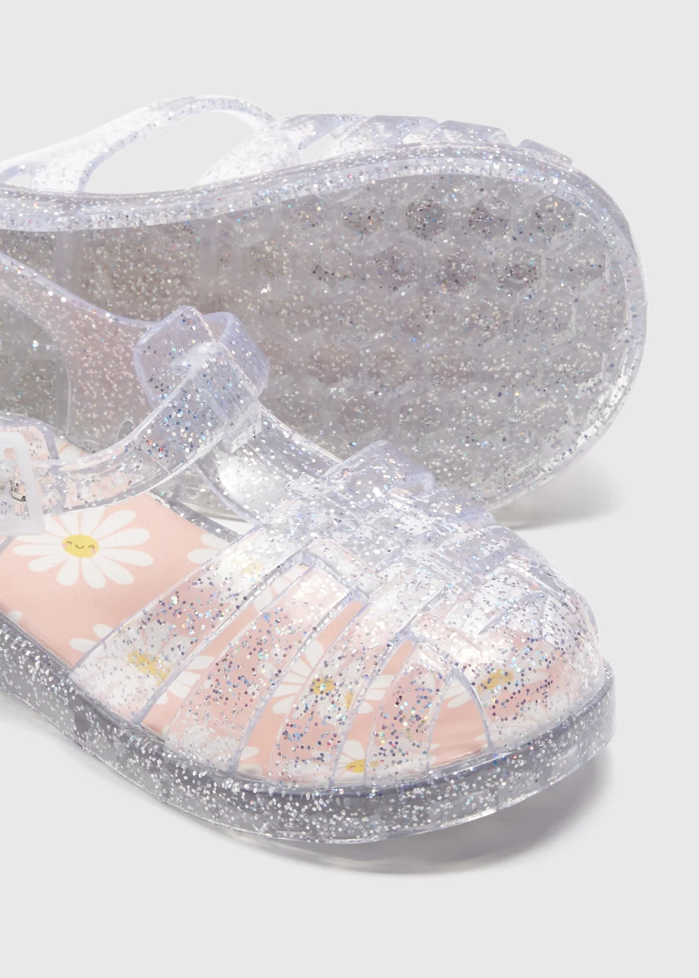 Girls Silver Glitter Jelly Shoes (Younger 4-12) - Size 4 Infants Image 2