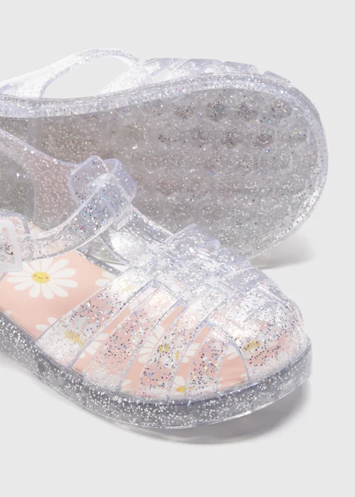 Girls Silver Glitter Jelly Shoes (Younger 4-12) - Size 4 Infants Image 2