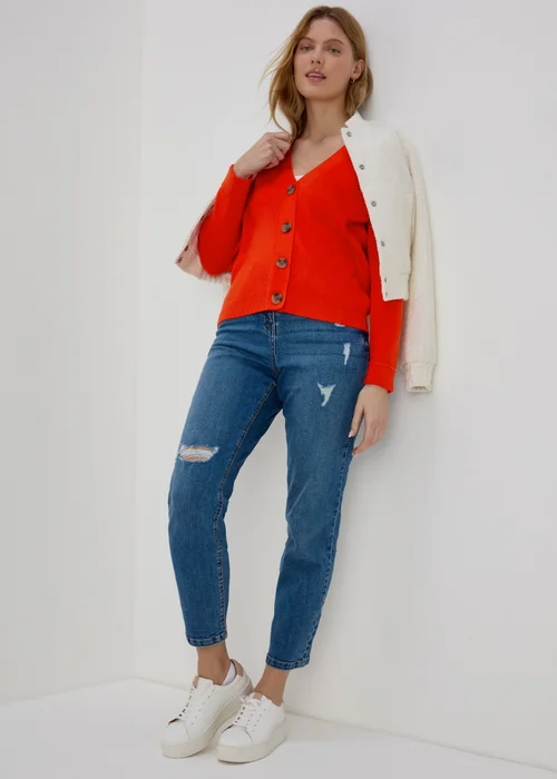 Red Button Crewneck Cardigan - XS Image 4
