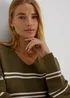 Khaki Rib Ottoman Stripe Jumper - XS Image 3