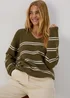 Khaki Rib Ottoman Stripe Jumper - XS Image 1