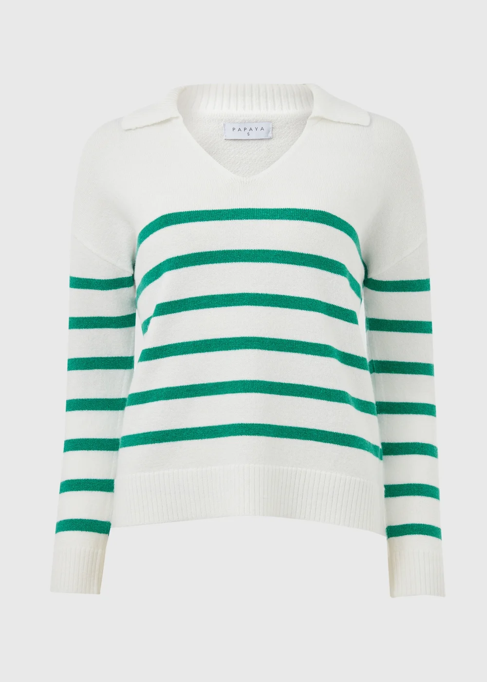 Ivory Green Stripe Open Collar
Jumper - XS Image 6