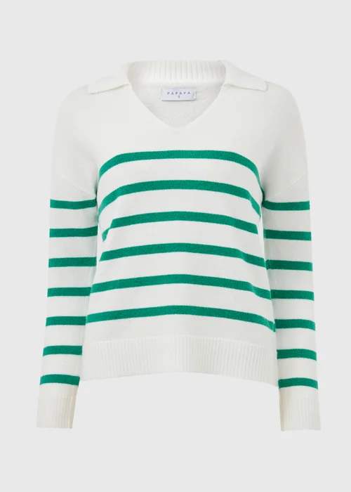 Ivory Green Stripe Open Collar
Jumper - XS Image 6